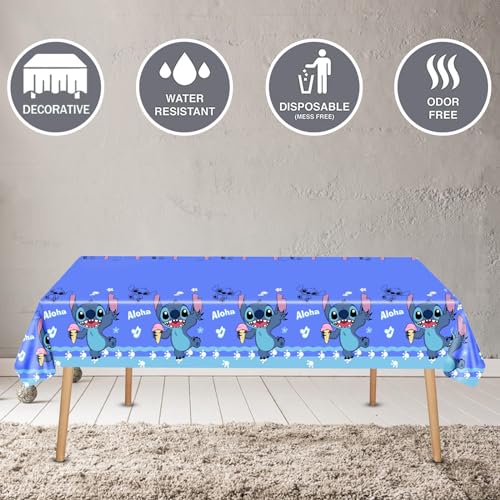 Stitch Party Supplies, 103PCS Birthday Decorations Set Include Banner, Balloons, Stickers, Hanging Swirls, Cake Cupcake Toppers, Tablecloth for Boys Girls Stitch Theme Party - Thumbnail 3