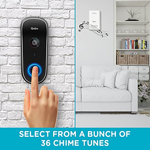 Image of Qubo Smart WiFi Wireless Video Doorbell from Hero Group | Instant Visitor Video Call on Phone | Intruder Alarm System  with Two Wireless Musical Chime Video Doorbell