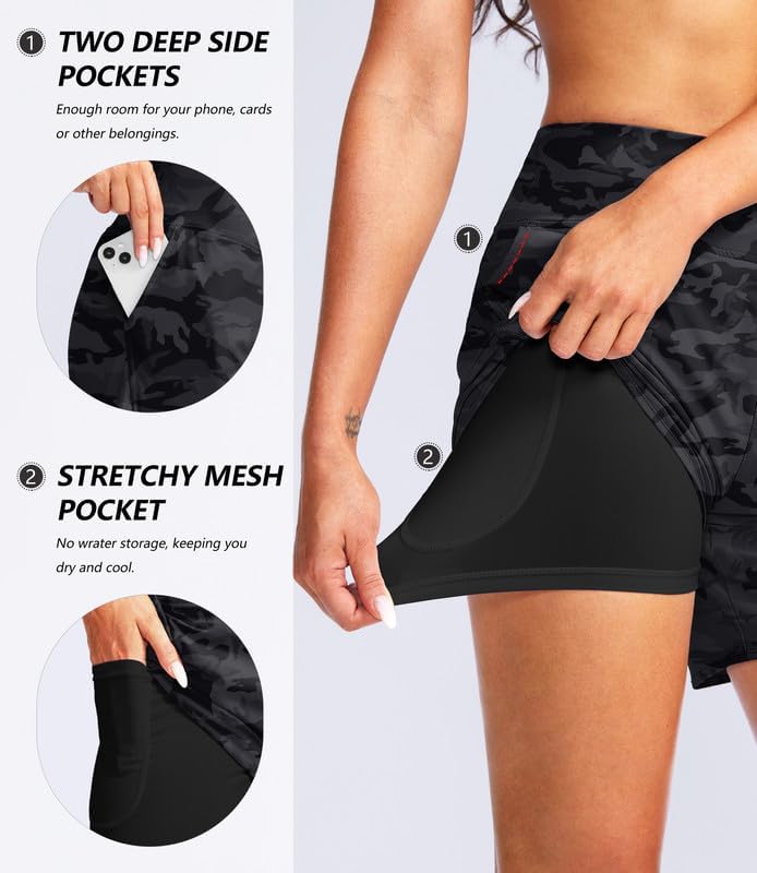 G Gradual Women's 5" High Waisted Swim Board Shorts Quick Dry UPF 50+ Swimming Beach Shorts for Women with Liner Pockets - Image 5