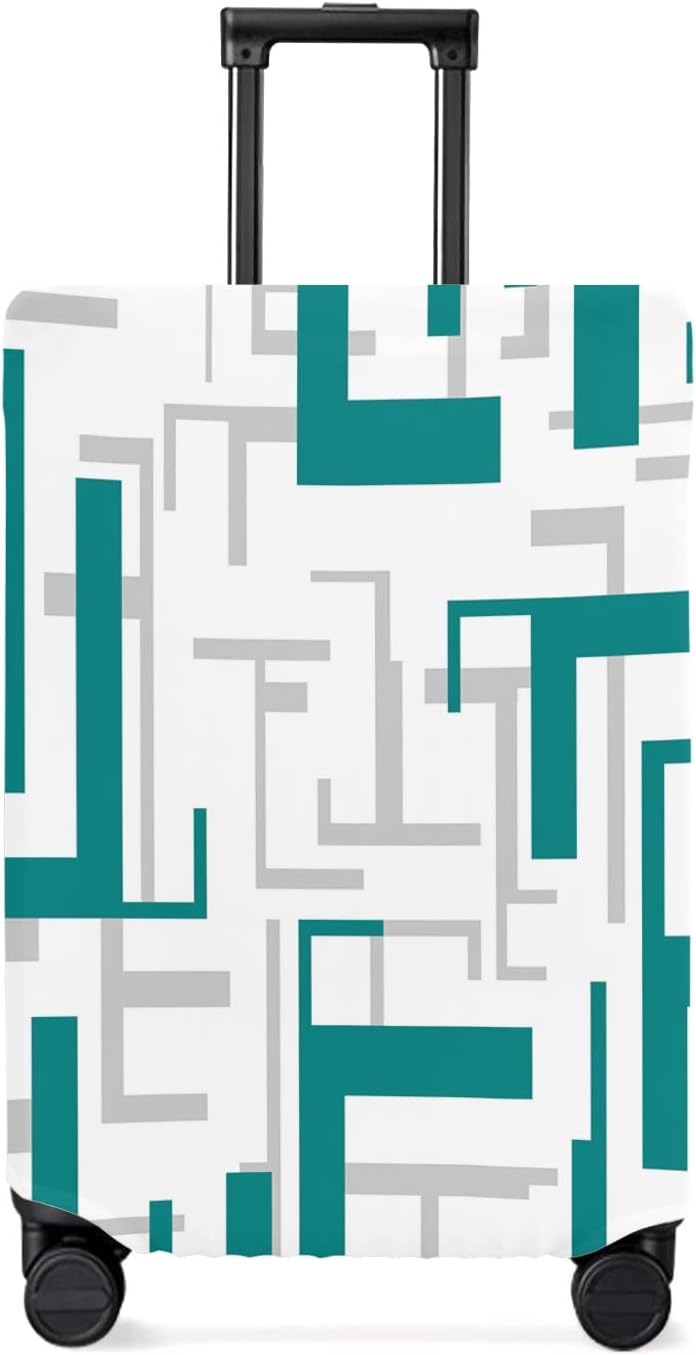Modern Turquoise Luggage Cover – XL Travel Suitcase Cover Essentials Protector Accessories,Personalized Print Clear Carry On Baggage Storage Covers Abstract Middle Century Grey Aesthetic Art Modern Turquoise Luggage Cover – XL Travel Suitcase Cover Essentials Protector Accessories,Personalized Print Clear Carry On Baggage Storage Covers Abstract Middle Century Grey Aesthetic Art