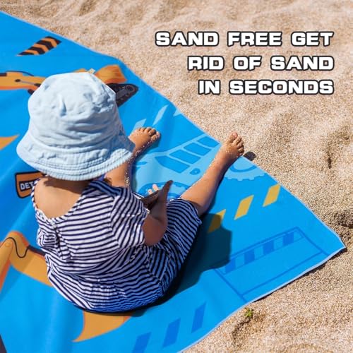 WERNNSAI LKW Strandtuch für Kinder, 76 X 150 cm Sandfrei Handtücher Für Junge, Kinder Schnell Trocknend Badetuch,Ultra Saugfähig Superweich Stranddecke Pool Reisen Schwimmen Handtücher