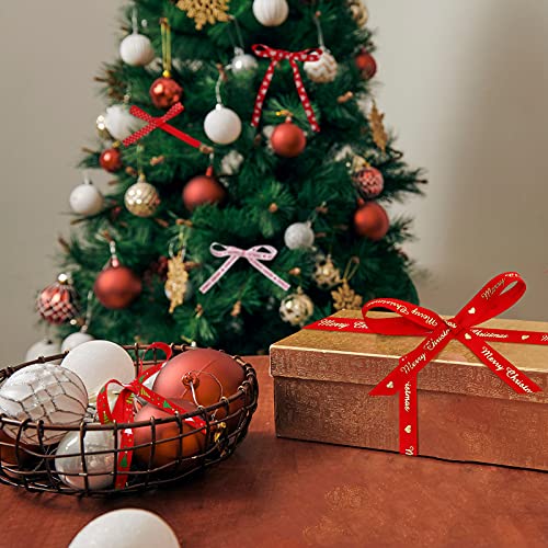 Syhood SYHOOD-NASTRO NATALIZIO-34 20 Rolls Christmas Grosgrain Ribbon Snowflake Christmas Tree Wrapping Ribbon Soft Craft Ribbon Christmas Polyester Satin Ribbon Hair Bow Clip Accessory thumb #6
