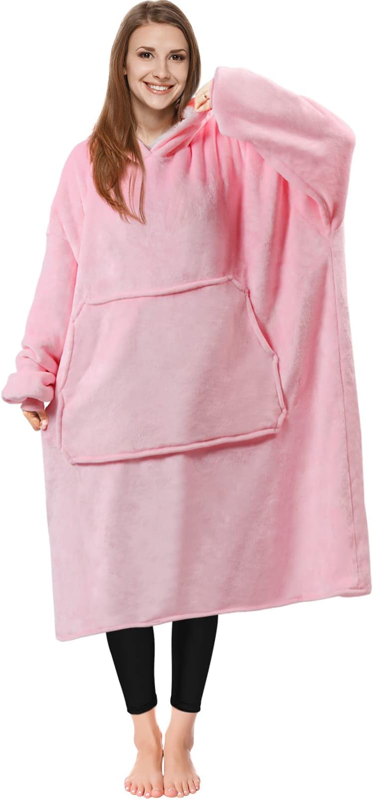 PrettyFirst Oversized Wearable Blanket Hoodie Sweatshirt Blanket Hoodie for Women Men Adults Super Soft Warm Huge Pocket