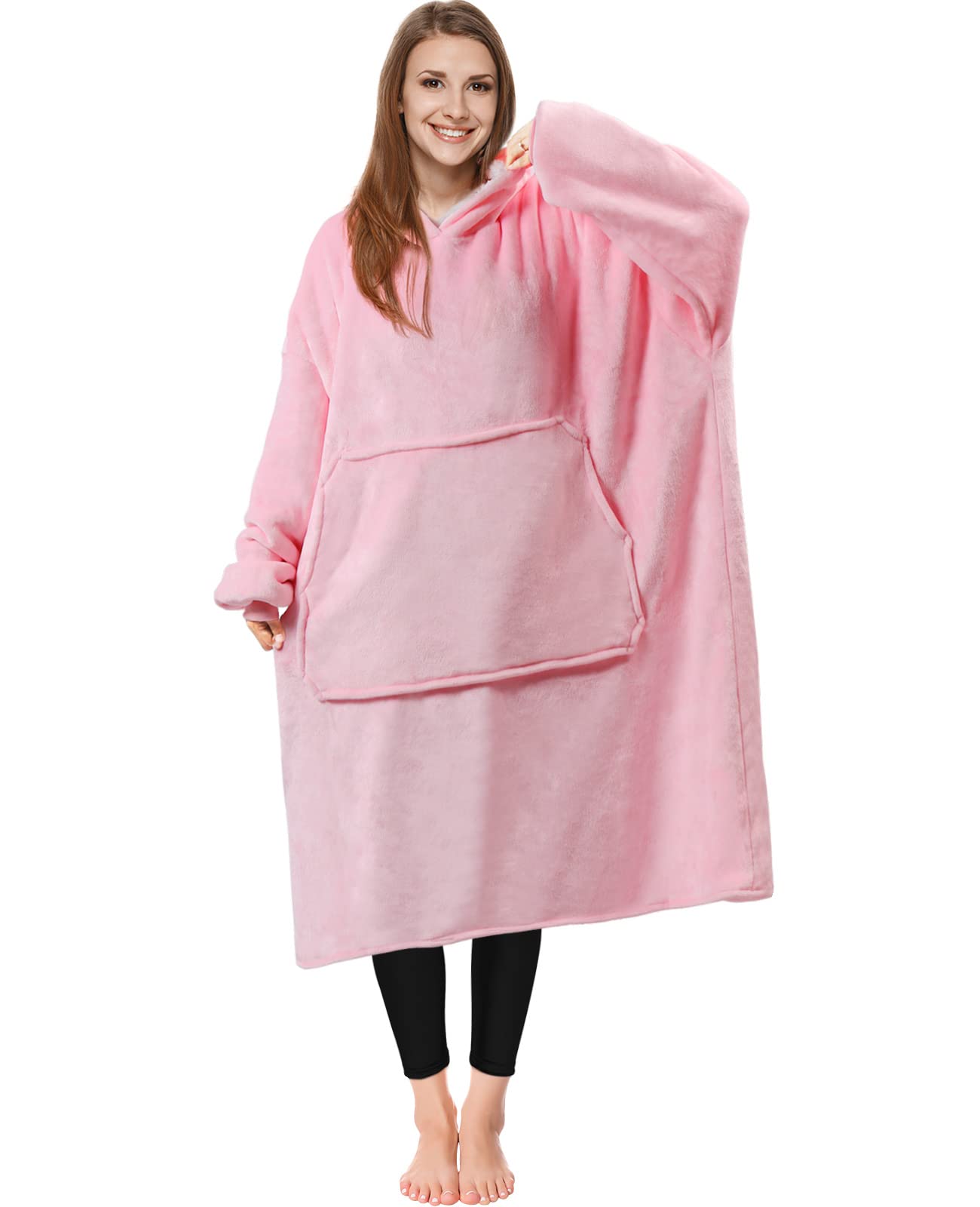 PrettyFirst Oversized Wearable Blanket Hoodie Sweatshirt Blanket Hoodie for Women Men Adults Super Soft Warm Huge Pocket