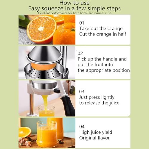 Professional Citrus Juicer, Hand Press Squeezer for Lemon, Lime, Orange - Easy to Clean Stainless Steel Manual Juicer Machine for Fresh Juice at Home