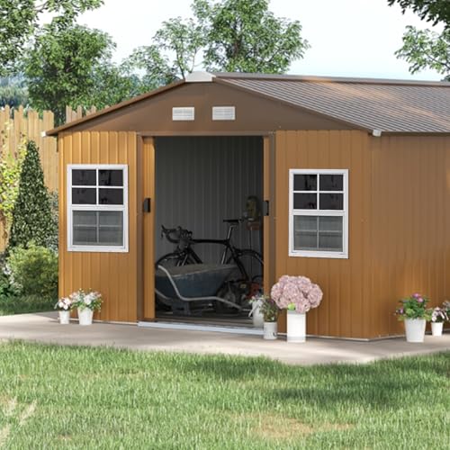 Gaahing 2-Pack 14\" x 21\" Heavy-Duty Aluminum Shed Windows Kit Flush Mount with Tempered Glass & Fiberglass Screens for Chicken Coops, Barns, Playhouses, Garages