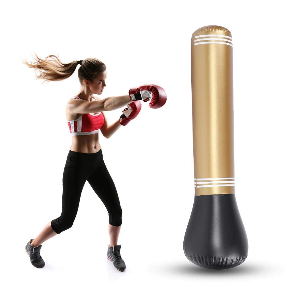 Vbestlife Boxing Sandbags,14.5m/1.5m Inflatable Boxing Punching Kick Training Tumbler Bag Stand Power Tower MMA Target Bag for Children Teens Adult (1.5m Gold)