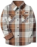 SANGTREE Camisas de franela de manga larga con botones y cuello de pana para niños y hombres, Large