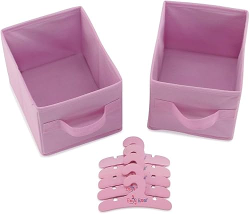 Miniatura 4 de Emily Rose Armario abierto para muñecas de 14 pulgadas, color rosa, con 5 perchas para ropa, estrella, se adapta a ropa de muñecas de 14 a 15