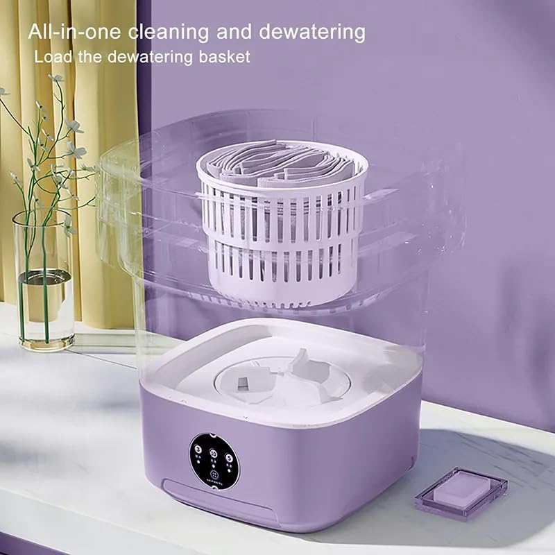 Image of ZYNTO 11LPortable Mini Washing Machine, Foldable Washing Machine Top Load Fully Automatic with 3 Modes Spinner and Dryer, Semi Automatic Bucket Washer for Travel, Home, Baby Clothes (Multi) (STANDARD)