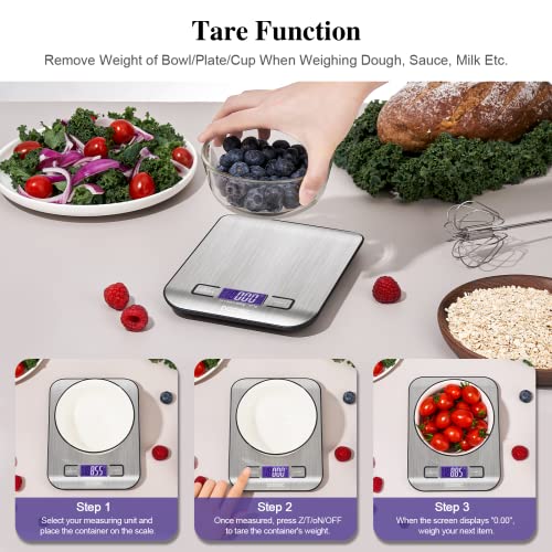 ADORIC Digitalwaage Professionelle Electronische Waage, Küchenwaage mit LCD Display-wunderbare Präzision auf bis zu 1g(5kg Maximalgewicht)-Silbrig – Bild 3