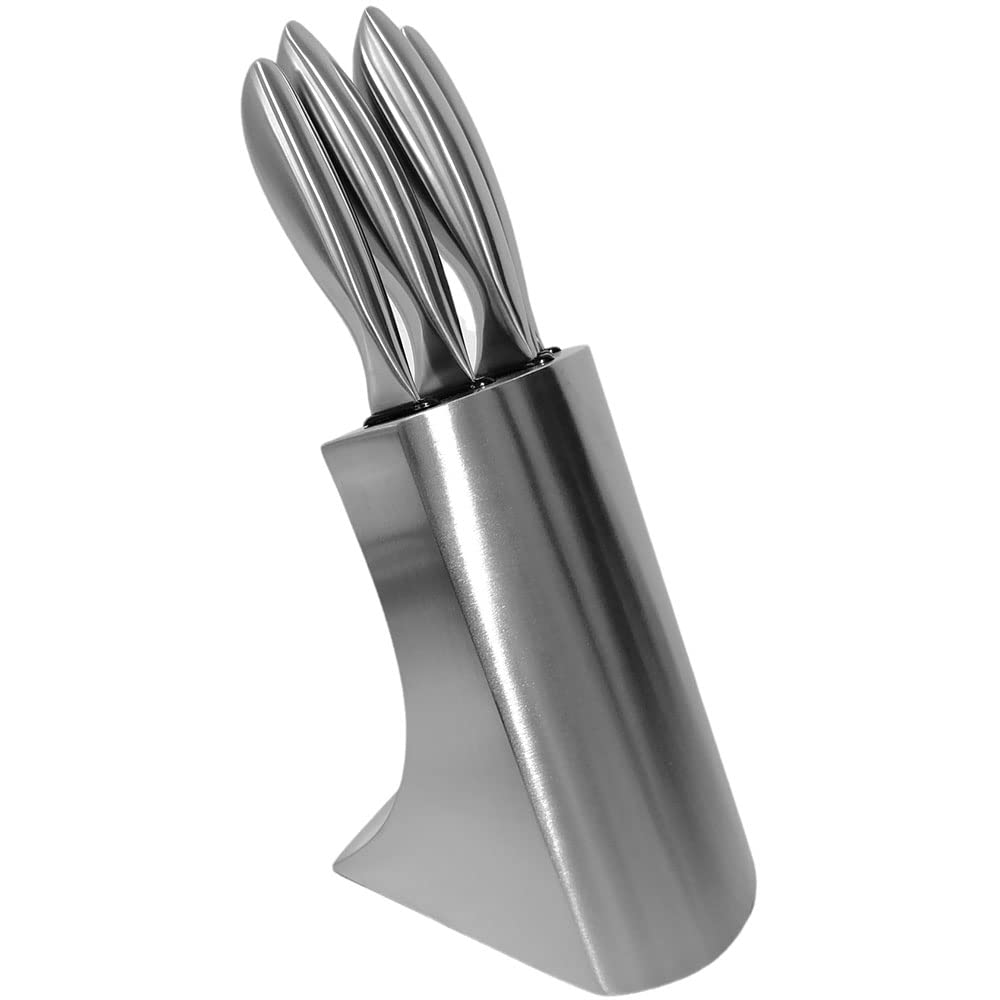 Ceppo Porta coltelli da Cucina Professionali in Acciaio Inossidabile per Cuoco Ristorante Set da 5