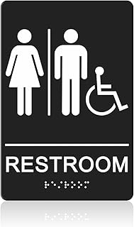 GicnKeuz ADA Braille Unisex Bathroom Signs,9 x 6 Inches Restroom Signs w...