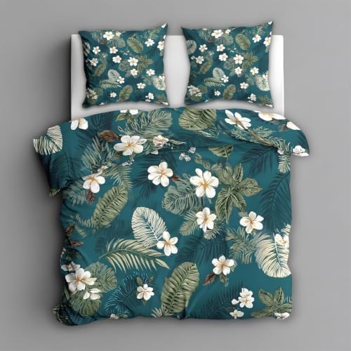 Linge de lit 200x200 vert foncé lavable en machine pour éliminer la corvée du repassage