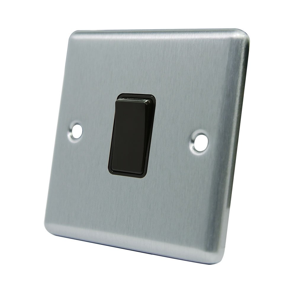 Aet Csc1gswibli Satin Chrome Classical Intermediate Black Insert Plastic Rocker Switch-10 Amp Single 1 Gang Light Switch, 240 V 700461519799