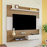 Painel com suporte para TV até 50' com porta basculante MONZA cor Pinho com Off White - Artely