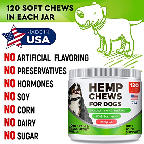 Hemp Chews + Glucosamine Combo For Picky Eaters - Duck And Bacon - Advanced Hip & Joint Supplement W/Hemp Oil Turmeric Msm Chondroitin + Hemp Protein To Improve Mobility - Joint Pain Relief #TOP5
