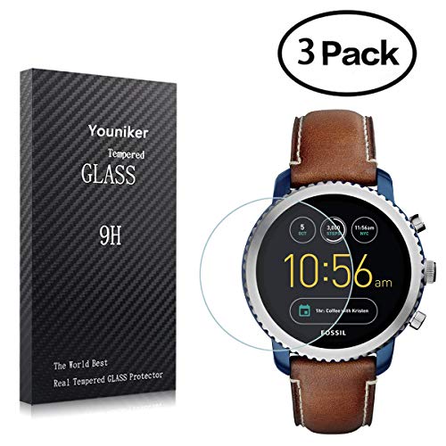 Youniker Lot de 3 Verre Trempé pour Fossil Hommes Explorist Gen 3 Protecteur d'écran, Protection écran en Verre Trempé Films Vitre pour Fossil Q Explorist Gen 3 Film Fossil Q Explorist Protection