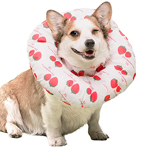 IDOMIK Adjustable Cone for Dog After Surgery Pet Recovery Collar, Cute Donut Cotton Neck Kitten Collars Soft Surgery Protective Collar Prevent from Licking Biting, Elizabethan Collars for Dogs &Cats