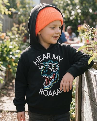 Image of HINTINA Baby Boys Dinosaur Long Sleeve Hoodie Tops Sweatsuit Pants Winter Outfit Set