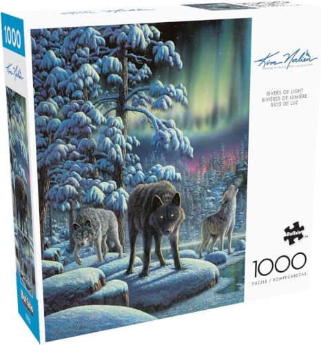 Buffalo Games - Rivers of Light - Rompecabezas de 1000 piezas para adultos | Arte de Kim Norlien, Hecho en EE.UU., Cartón reciclado, Tamaño terminado 26.75 x 19.75 pulgadas, Incluye póster, Arte para enmarcar, Ideal para regalo miniatura 1