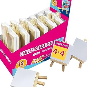 AUREUO Mini-Leinwand mit Staffelei Set, 12 Stück