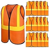 Bokon 12 Pcs Kids Construction Vests, Construction Party Supplies Toddler Worker Costume, Ages for 3-8(Orange)