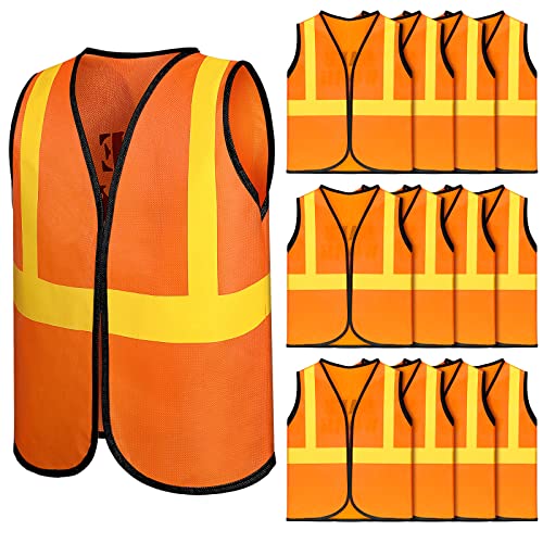 Bokon 12 Pcs Kids Construction Vests Construction Party Supplies Toddler Worker Costume Ages for 3-8(Orange)