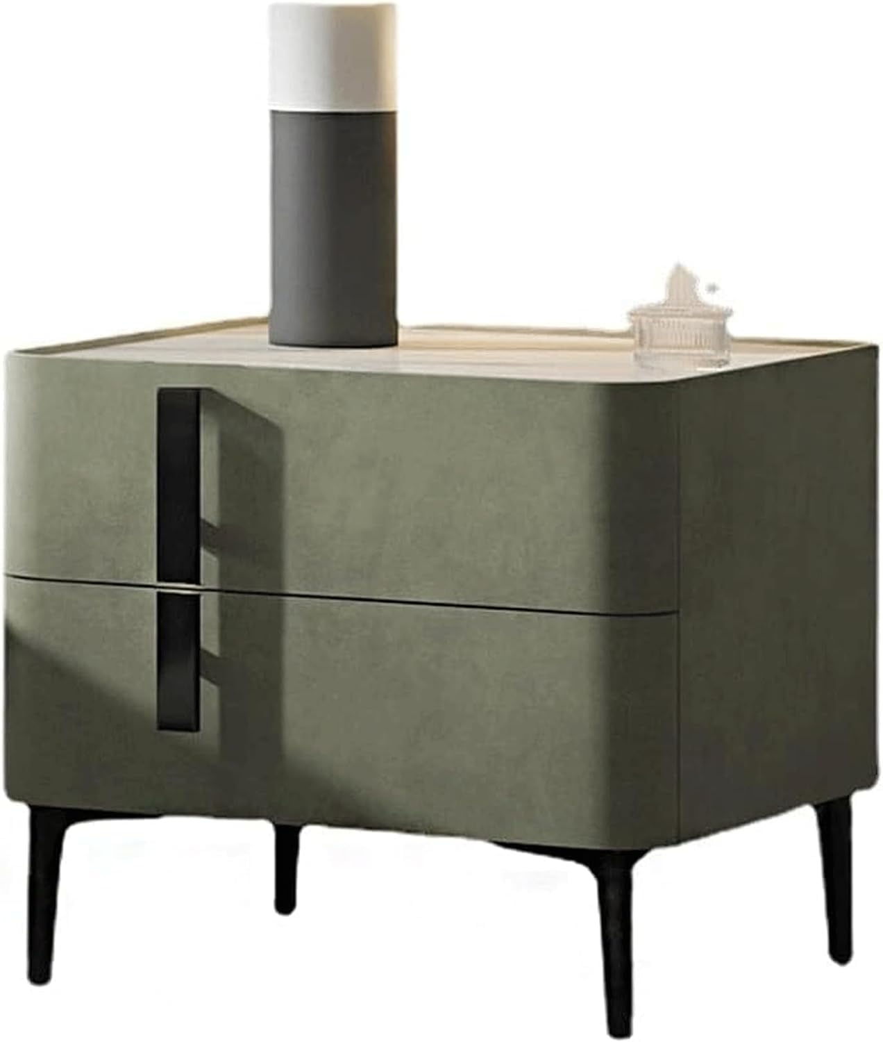 Table de chevet moderne en ardoise et velours chic pour chambre élégante