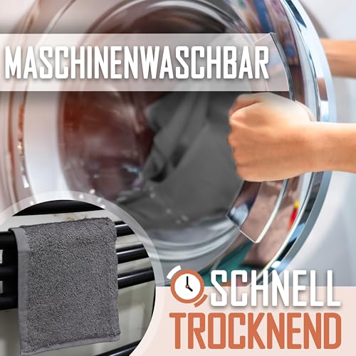 NatureMark 10er-Set Frottee-Washcloths für Gesicht und Hände – 100% Baumwolle, weich und saugfähig – 30×30 cm, Anthrazit grau