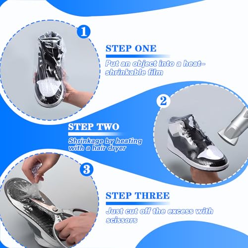 Image of 100 Pieces Clear Shrink Wrap Bags Kit, 9.8 inch x 5.9 inch PVC Heat Seal Bags for Packing, Shipping, Storage, Soap, Pallet, Gift Basket, Shoe, Clothes