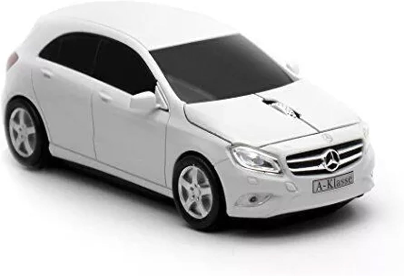 Wireless Computer Mouse - Computer Accessories - White Wirelesss Mouse, SUV Car Design with Blue LED Lights - Style# W176