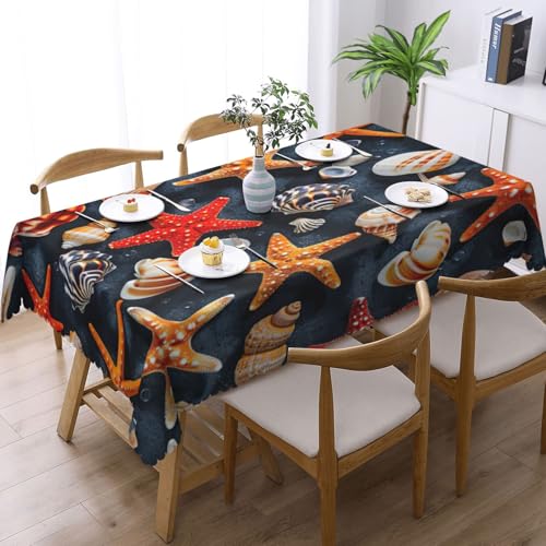 Nappe rectangulaire lavable motif étoiles de mer imprimé haute définition durable - 3