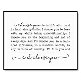 I Choose You Sign, Farmhouse Sign, Wedding Gift, Bedroom Wall Art,Marriage Quote, Wedding Anniversary, Rustic Home Decor, 8 x 10 Inches Unframed