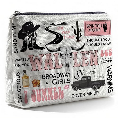 Western Cowgirl Skull Makeup Bag Travel Toiletry Pouch for Country Fans