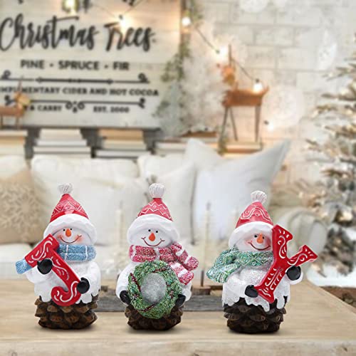 Hodao Christmas Decorations Indoor Christmas Snowman Figurines For Home Winter For Table Top Centerpiece Fireplace Decor Cute Christmas Snowman Figurines Gifts  thumb #3