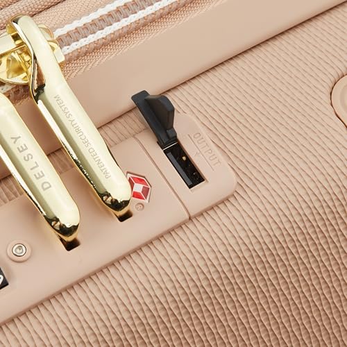 Image of DELSEY PARIS Chatelet Air 2.0 Checked Suitcase 28 Inch Large, Hardside Polycarbonate Luggage, Dual-Density Spinner Wheels, TSA Lock, Beige Rose