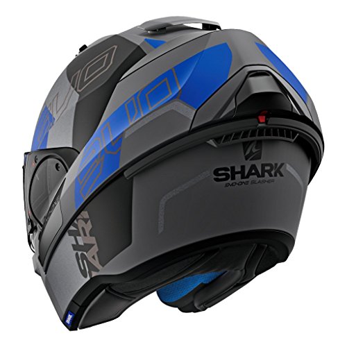 Shark Helmets Evo-One 2 Slasher Matte Modular Helmet, Matte Dark Grey/Black/Blue (He9715Dakbm) #TOP5