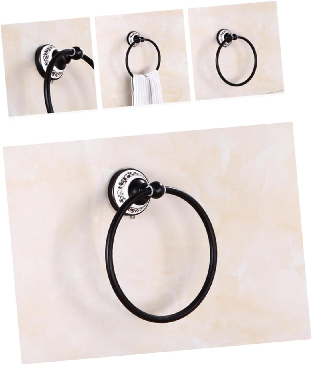 Gadpiparty Polished Metal Bath Towel Ring Holder Round Towel Rack Copper Material Stainproof 180-degree Rotation Modern Bathroom Accessory