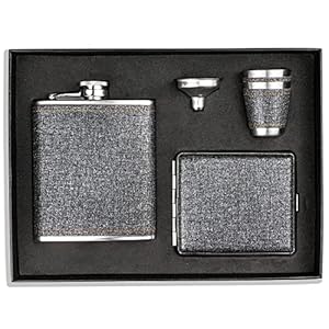 Flachmann Set 260ML Edelstahl Whisky Topf Mini Schnapsflasche Upscale Tragbar Alkoho Geschenke (Grau)