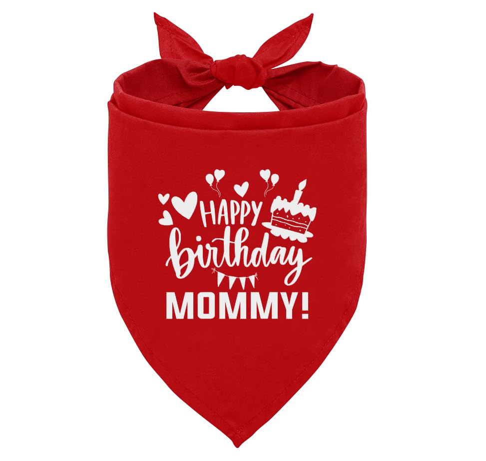 Happy Birthday Mom Dog Bandana - Red Triangle Scarf for Small to Large Dogs - Funny for Dog Lovers (D5)