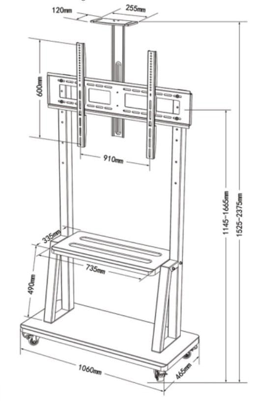 Image of AUDIOVAN Premium Interactive Panel Display Stand Heavy Duty Heights Adjustment Floor TV Trolley with Brackets for 32IN|42IN|50IN|55IN|65IN|75IN|85IN|86IN Model : 125PR