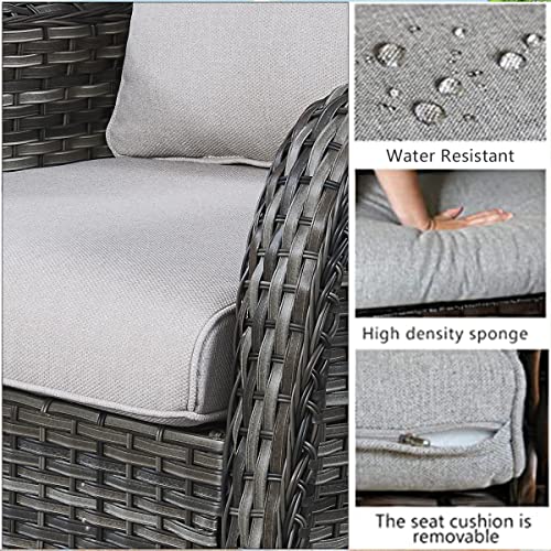 Hummuh Outdoor Swivel Rocker Wicker Patio Chairs High Back Pe Rattan Glider Chairs 4Pcs Patio Furniture Set(Grey,Grey) #TOP3