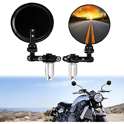 Bike Mirrors 1 Pair Universal Motorcycle Mirrors Foldable Motorbike Mirrors Round Left 7/8" Bar End Mirror Motorcycle Rear View Mirror Wing Mirrors for Street Bikes Scooter Dirt bike ATV Motorbikes Cover