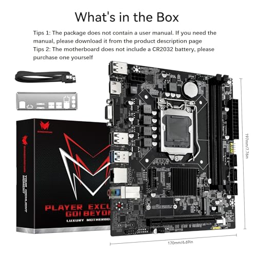 SHANGZHAOYUAN H110 LGA 1151 Motherboard, Gaming Motherboard for Intel 6-9th Gen Core i3/i5 Pentium, Celeron Series Processors, DDR4, PCIe 3.0/2.0, NVME/NGFF M.2, SATA 6Gbps, VAG, HDMI-compatible - Image 6