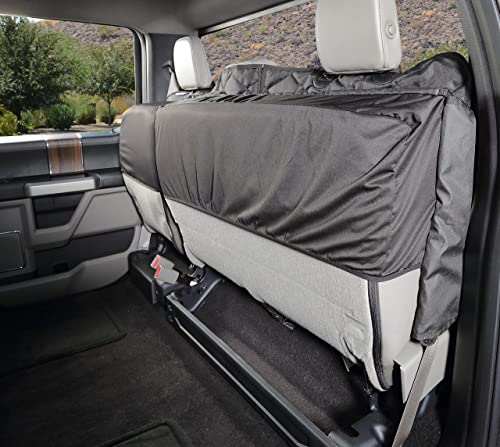 4Knines Crew Cab Truck Rear Bench Seat Cover With Hammock - Heavy Duty - Waterproof (Grey, Passenger Side Split) #TOP3