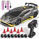 Lamborghini RC Drift Car, 1:24 Mini 4WD Remote Control Drift Cars with Full Proportional Throttle and LED Light, 25 KM/H Toy Car with Speed Adjustment, Toys Gifts for 6 7 8 9 10 11 12 Year Old Boy