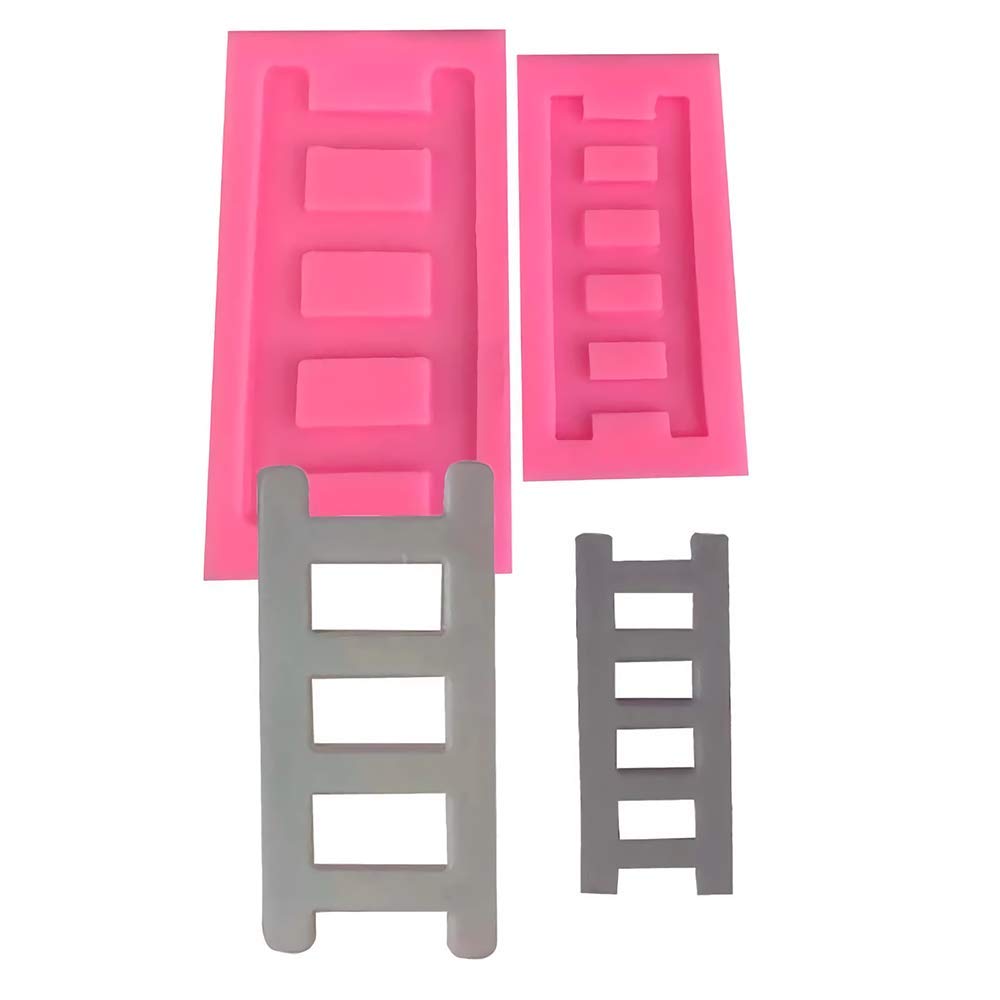2Pcs MINI SIZE Ladder or Fence Shaped Silicone Fondant Mold Cake Cupcake Decorating Tool Chocolate Candy Polymer Clay Making Mould Gum Paste Mold (Random Color)