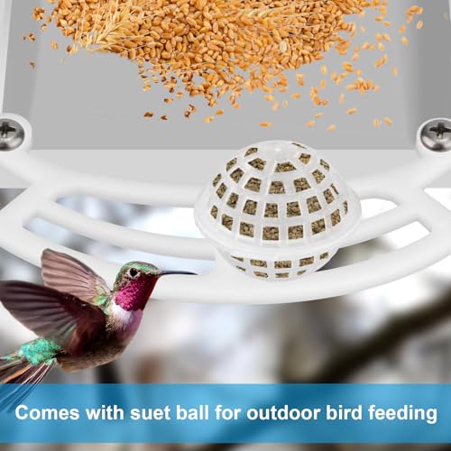 Image of Bird Feeder Perch, Bird Perch Extension with Suet Ball Compatible with Extension Perch Accessories for Bird Feeder Accessories Bird Keeper Bird Lover