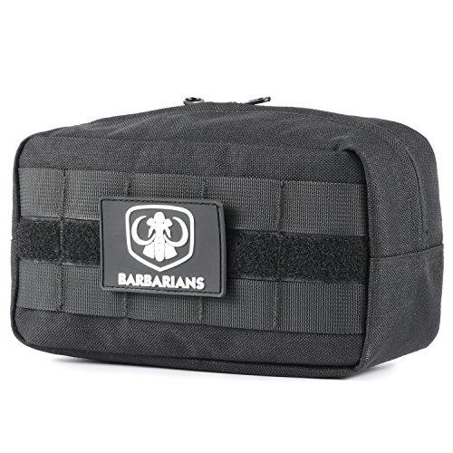 Barbarians Tactical MOLLE Utility Pouch Compact Horizontal, EDC Multi-Purpose Admin Pouch Bag Black